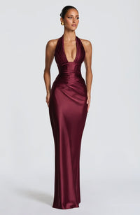 Burgundy Elowen Maxi Dress Cherry Lacquer