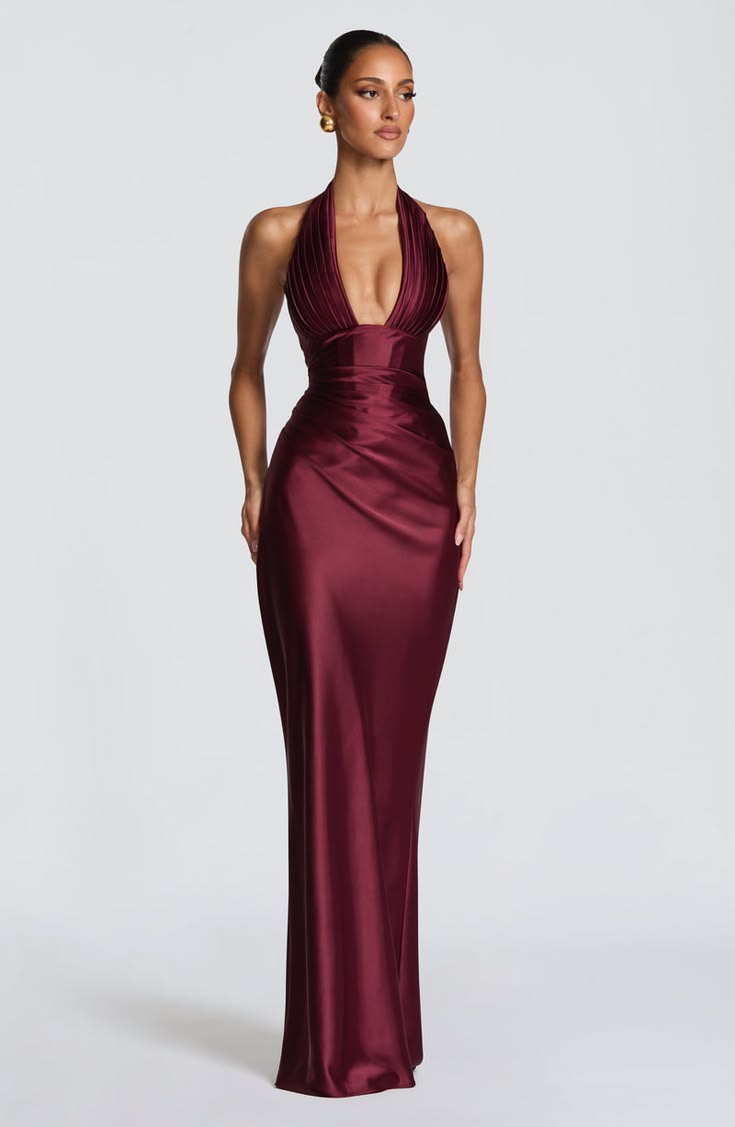 Burgundy Elowen Maxi Dress Cherry Lacquer