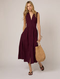 Burgundy Sleeveless Starlight Midi Dress