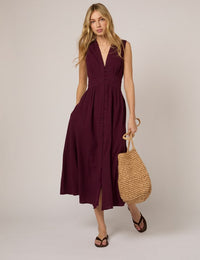 Burgundy Sleeveless Starlight Midi Dress