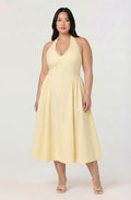 Butter Meana Halter Plunge Drop Waist Midi Dress Size 2X Plus Size