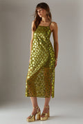 Sequin Mesh Strappy Midi Dress