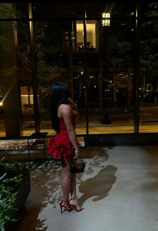 Sexy Sheath Strapless Red Satin Mini Short Formal 8th Grade Homecoming
