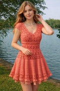 White Crochet Lace Dress Pattern, V Neck, Floral, Boho Style (Pdf)
