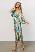 Joni Satin Midi Dress Blue Multi