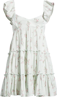 Flutter Sleeve Cotton Blend Mini Sundress (Women)