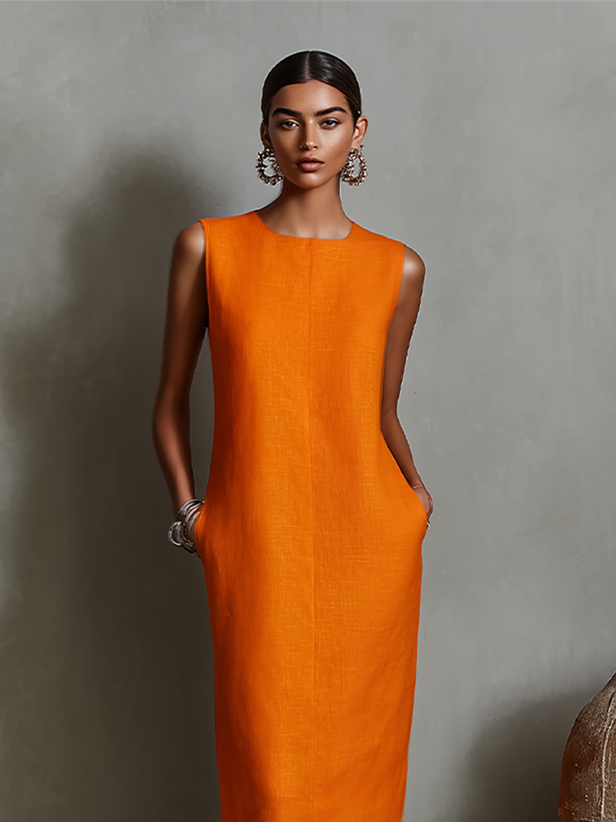 Aureliah – Sleeveless Midi Dress with Pockets