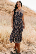 Purpose Driven Printed Halter Midi Dress (Navy Clay) Small