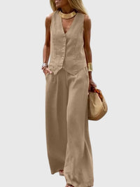 Mabel | Elegant Two-Piece Set Khaki