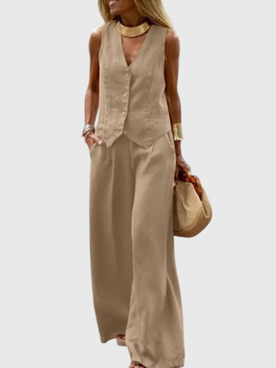 Mabel | Elegant Two-Piece Set Khaki