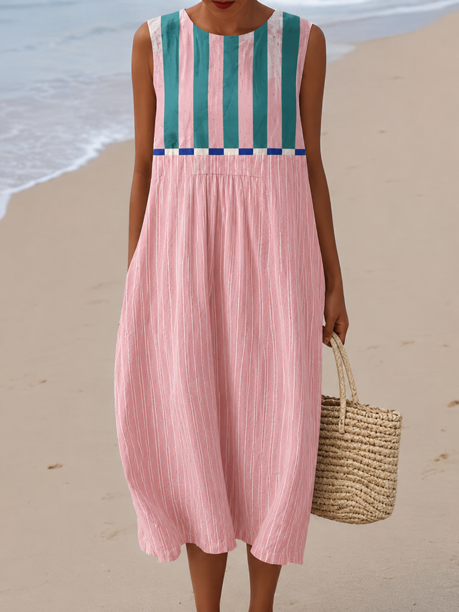 Sonya - Striped Pastel Midi Dress