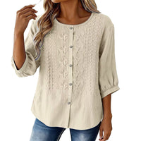 Sarah - Embroidered Cotton and Linen Blouse