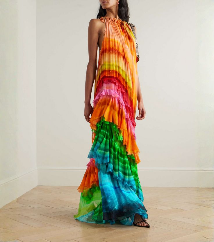 Ombre Print Halter Dress