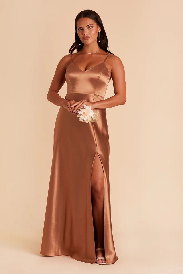 Jay Satin Bridesmaid Dress In Rust