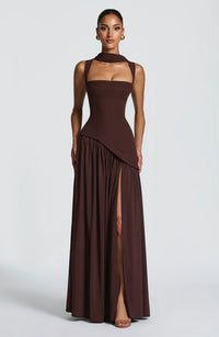 Tullulah Maxi Dress Plum Brown