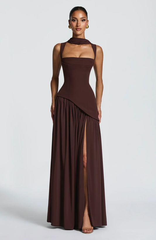 Tullulah Maxi Dress Plum Brown