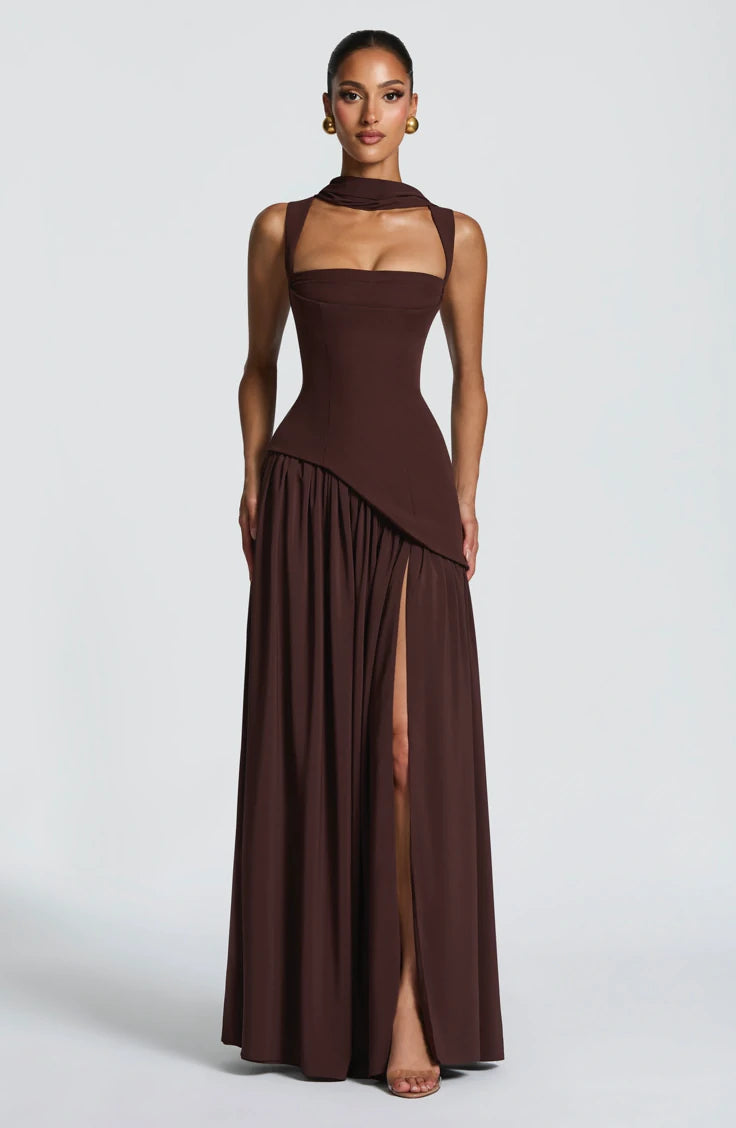 Tullulah Maxi Dress Plum Brown