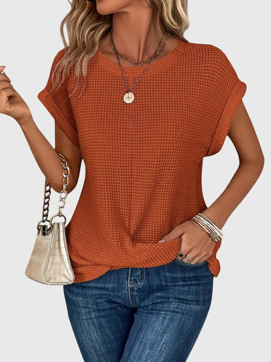 Isa | Elegant Blouse With Crew Neck Orange