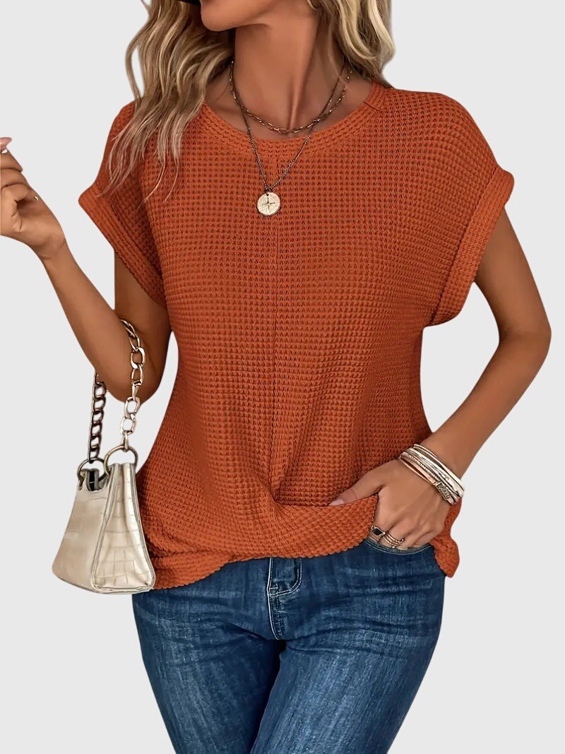 Isa | Elegant Blouse With Crew Neck Orange
