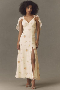 Chiffon Cape Maxi Dress