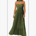 Elegant Green Strapless Maxi Dress Color: Green Size: 6
