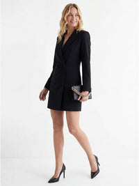 Double Breasted Mini Suit Dress Black