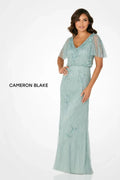 Cameron Blake Beaded Sequin Mother Of The Bride Formal Long Dress Sage