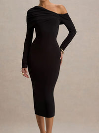 Club L London Dress Club London Off Shoulder Midi Dress Color: Black