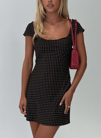 Lucienna Polka Dot Mini Dress Black White