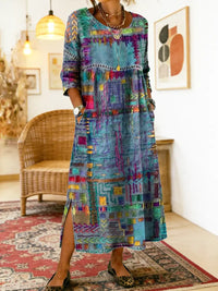 Thessaly - Ethnic Patchwork Denim Dress