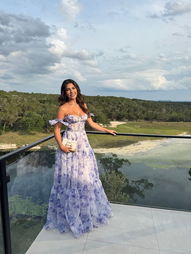 Floral Maxi Dress Evening Gown Date Night Outfit Cute Vacation Outfit