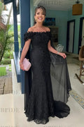 Off The Shoulder Mermaid Chiffon Wedding Guest Dress Long With