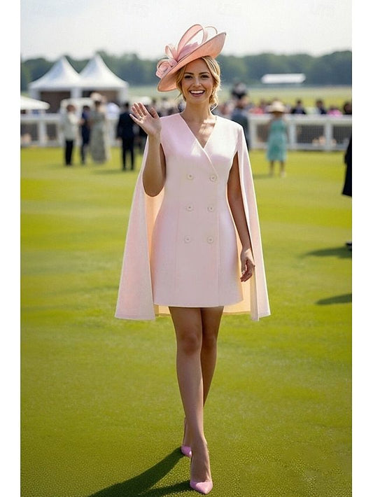 A Line Sheath Column Mid Thigh Derby Dress Mother Of The Bride Dress