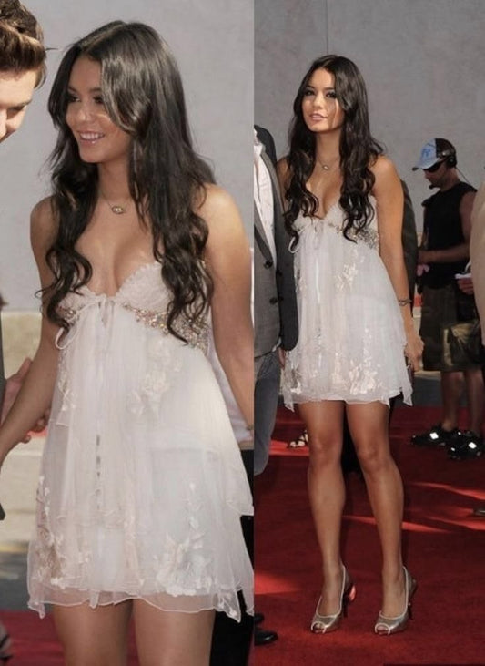 Sexy A Line Spaghetti Straps White Tulle Short Summer Birthday Dress