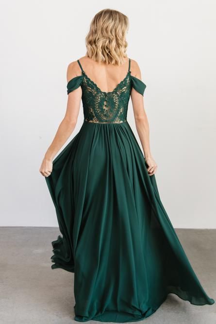 Womens Bianca Lace Maxi Dress Emerald Size: Medium