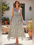 No Boundaries Dress No Boundaries Sage Floral Maxi Hanky Hem Smocked