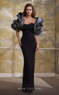 N0569 Prom Long Mermaid Fit Formal Bolero Evening Dress Black Silver