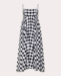 Azeeza Rachel Gingham Cotton Midi Dress Blackwhite Gingham