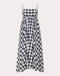 Azeeza Rachel Gingham Cotton Midi Dress Blackwhite Gingham