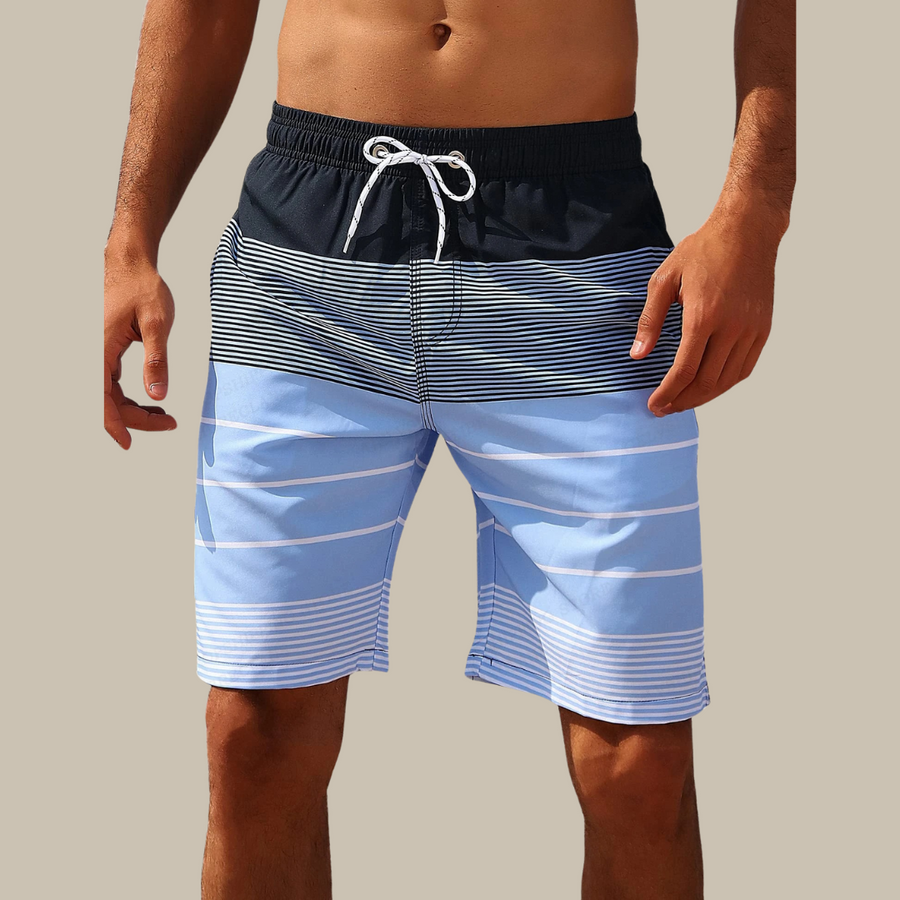 Calder | Men's Striped Swim Shorts with Drawstring