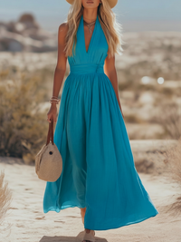 Calixta | Women's Halter Neck Flowy Maxi Dress