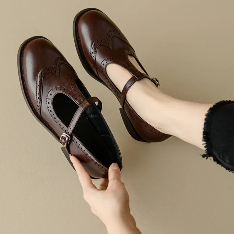 Calliope | Women's T-Strap Mary Jane Low Block Heel Shoes