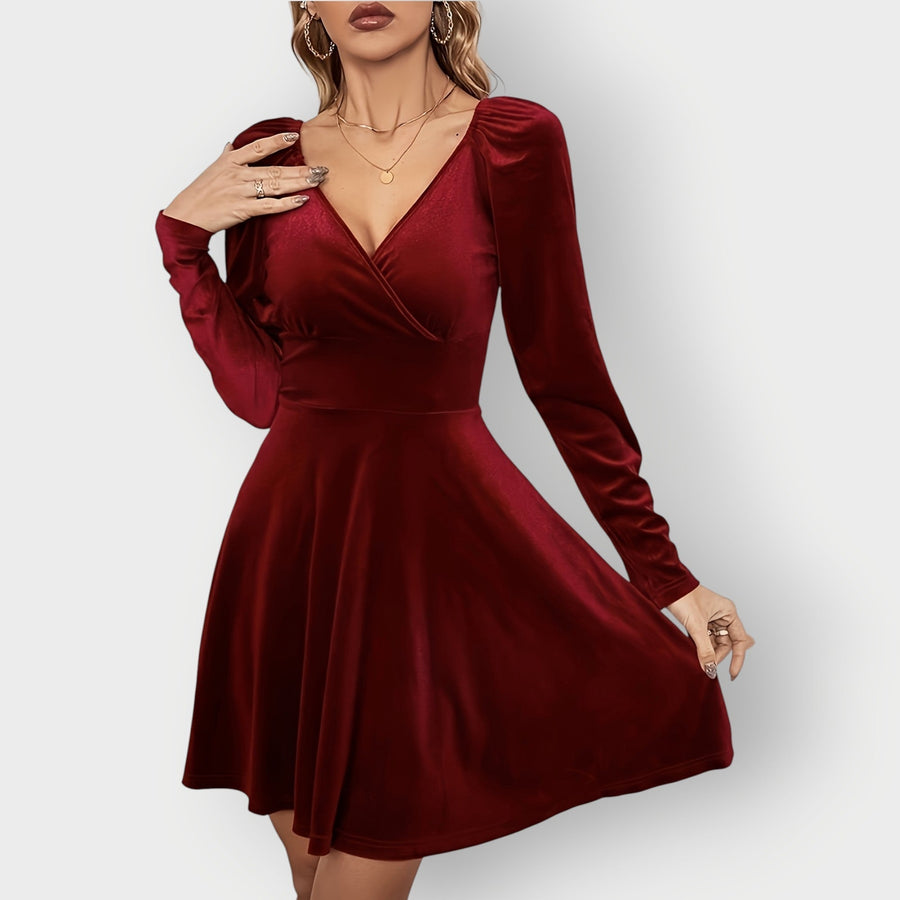 Calliope | Women's V Neck Long Sleeve Wrap Mini Dress