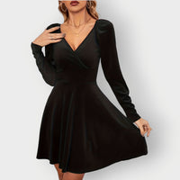 Calliope | Women's V Neck Long Sleeve Wrap Mini Dress