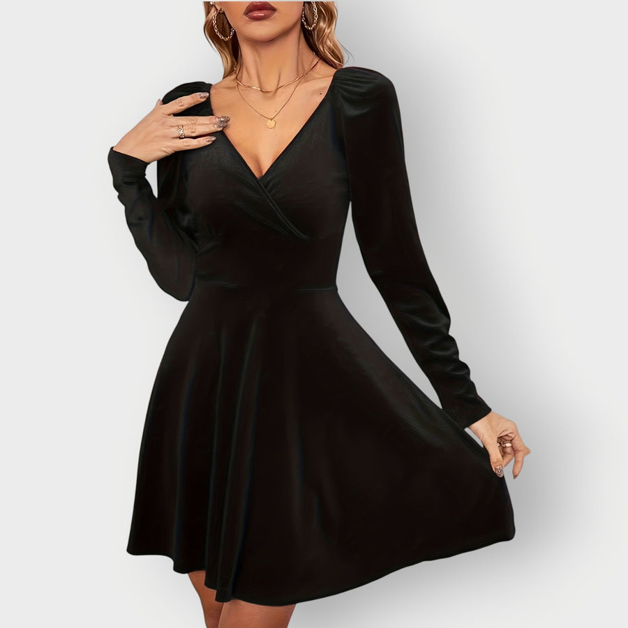 Calliope | Women's V Neck Long Sleeve Wrap Mini Dress
