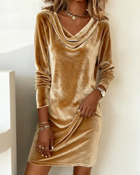 Callistra | Women's Cowl Neck Long Sleeve Mini Dress