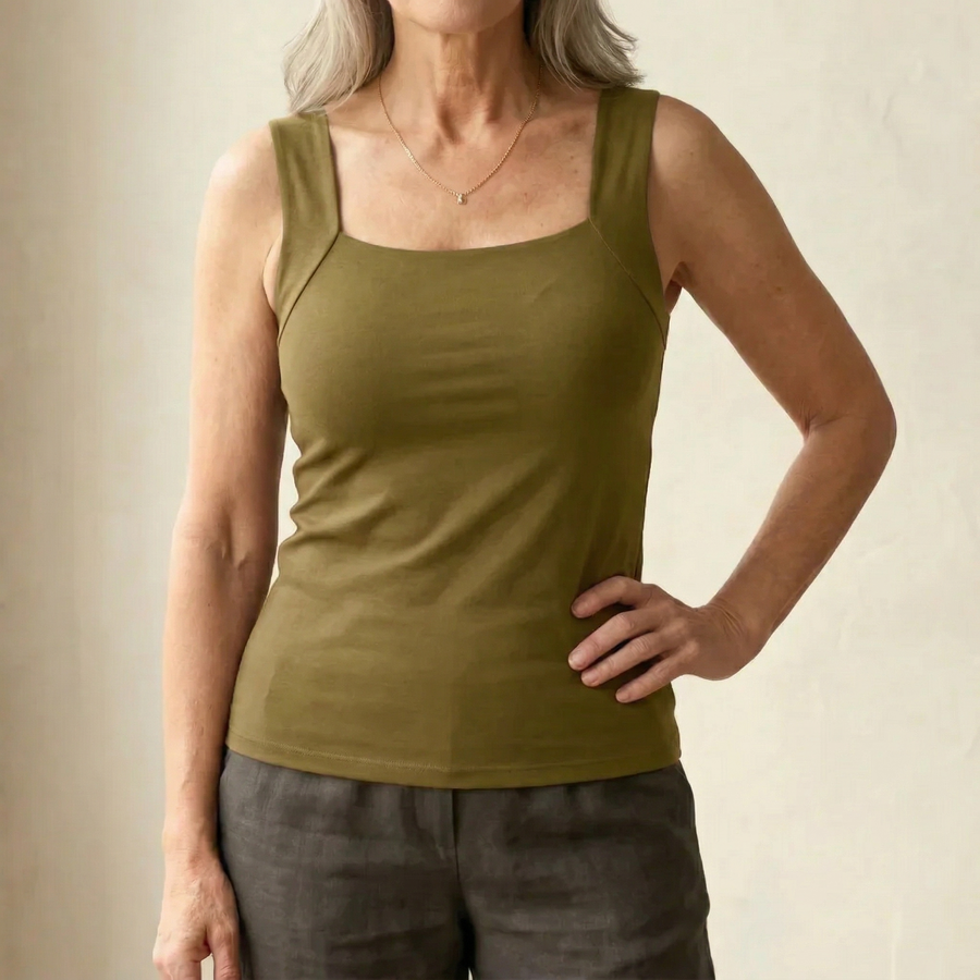 Calloway | Women's Square Neck Built-In Bra Tank Top