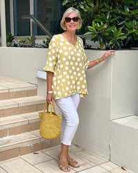 Calypso | Women's Polka Dot V-Neck Blouse