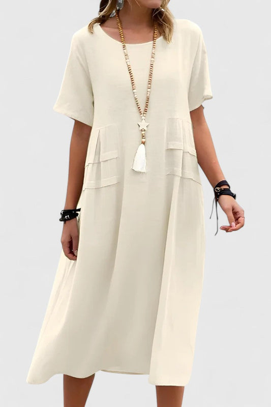 Calypso | Women's Round Neck Short Sleeve Midi Dress