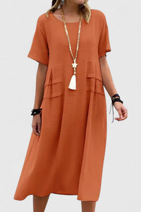 Calypso | Women's Round Neck Short Sleeve Midi Dress